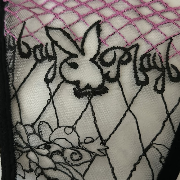 IZA 2pc Sexy Bunny Black & Lilac Purple Sheer Unlined Mesh Satin Bra & Thong Set - Picture 2 of 16